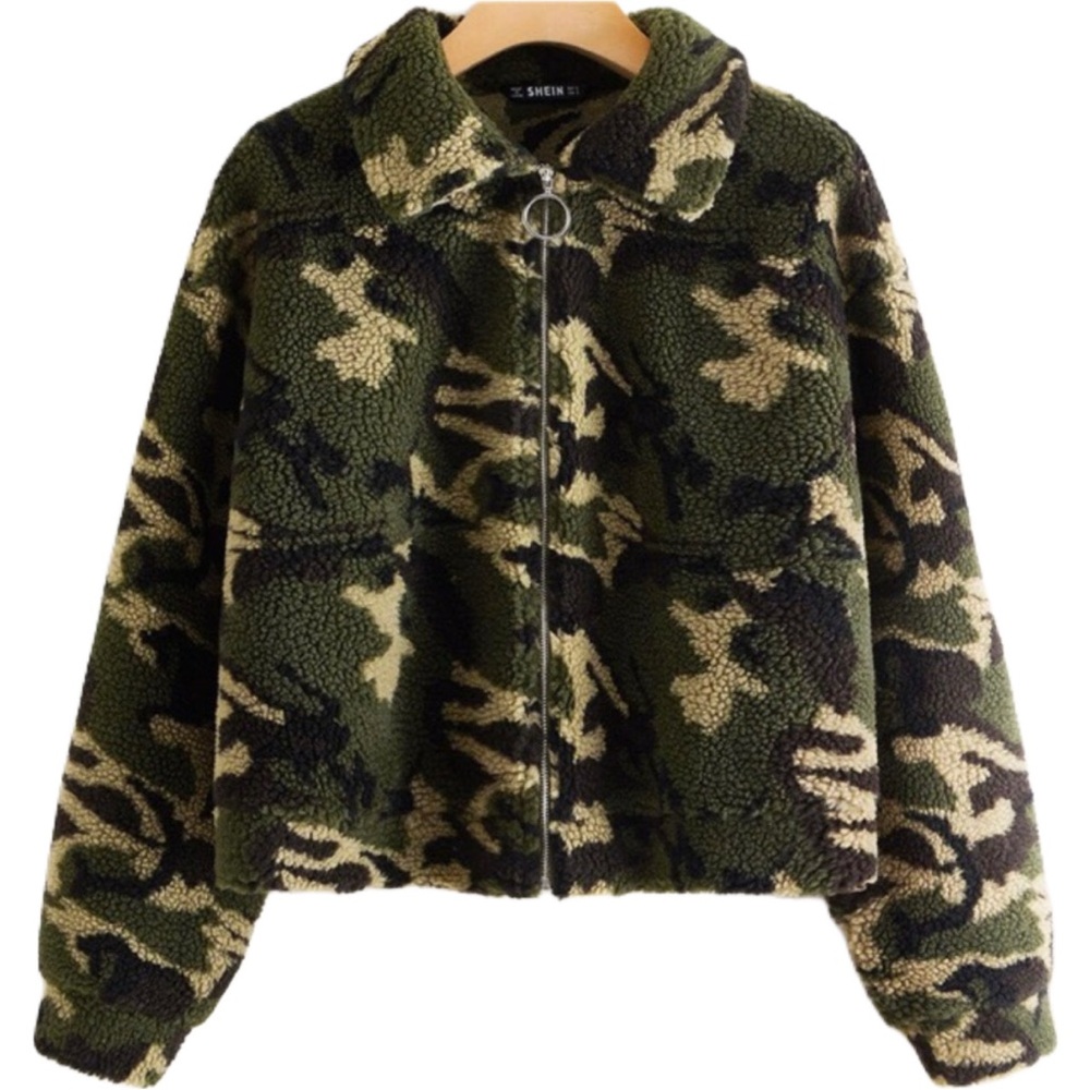 SHEIN O-Ring Camo Jacket